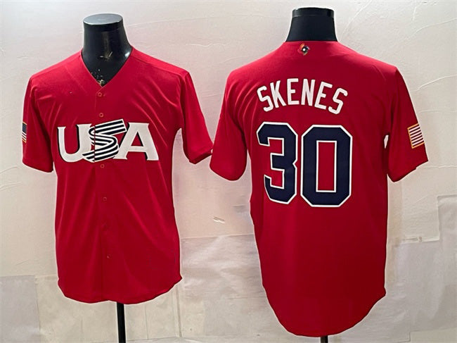 USA Baseball #30 Paul Skenes Red World Baseball Classic Stitched Baseball Jersey - Main View