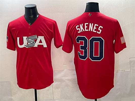 USA Baseball #30 Paul Skenes Red World Baseball Classic Stitched Baseball Jersey - Main View