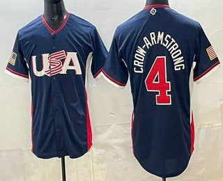 USA Baseball #4 Pete Crow-Armstrong Navy 2026 World Baseball Classic Cool Base Stitched Baseball Jersey - Main View
