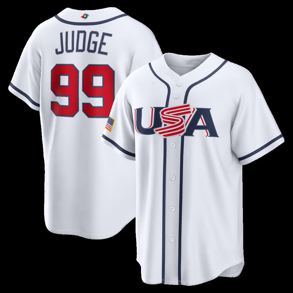 USA Baseball #99 Aaron Judge 2026 World Baseball Classic Home Stadium Jersey - White Baseball Jersey Tailgate Goods - Main View