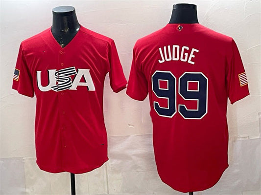USA Baseball #99 Aaron Judge Red World Baseball Classic Stitched Baseball Jersey - Main View