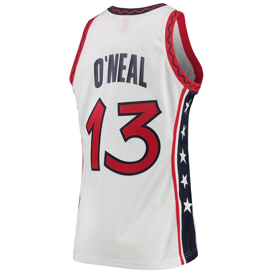 USA Basketball #13 Shaquille O'Neal Mitchell & Ness 1996 Hardwood Classics Authentic Jersey - White American Basketball Jersey - Main View