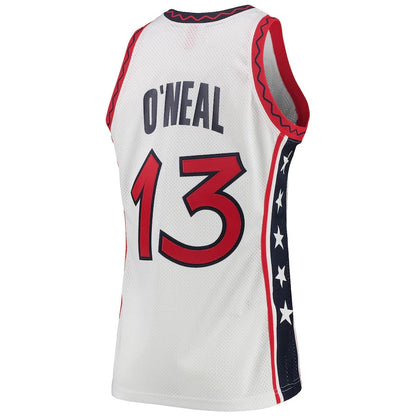 USA Basketball #13 Shaquille O'Neal Mitchell & Ness 1996 Hardwood Classics Authentic Jersey - White American Basketball Jersey - Main View