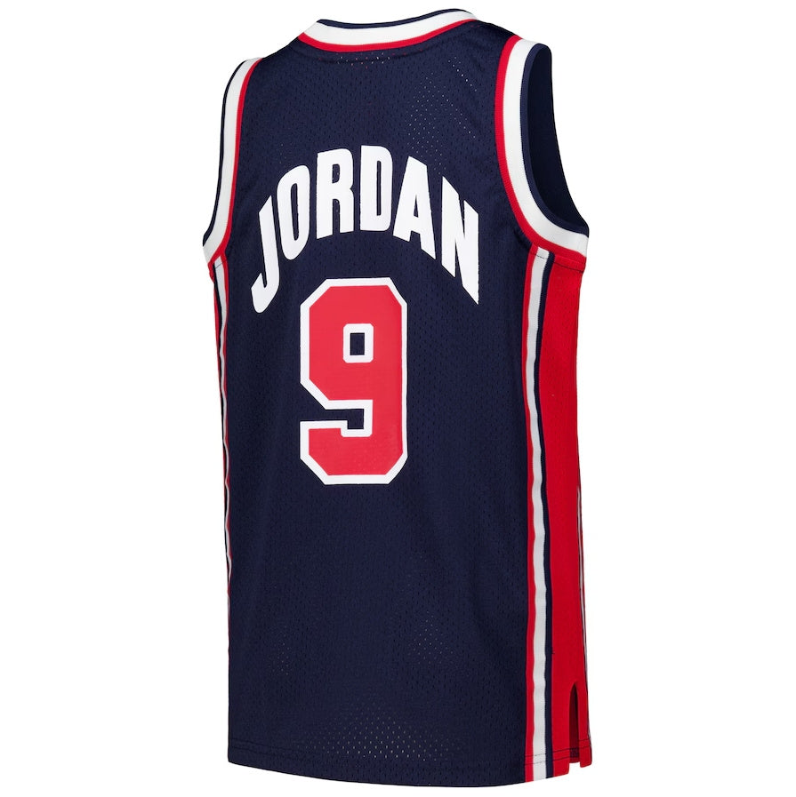 USA Basketball #9 Michael Jordan Mitchell & Ness Youth 1992 Dream Team Authentic Jersey - Navy American Basketball Jersey - Main View