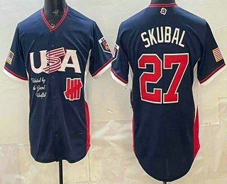 USA Undefeated #27 Tarik Skubal Navy 2026 World Baseball Classic Cool Base Stitched Baseball Jersey - Main View