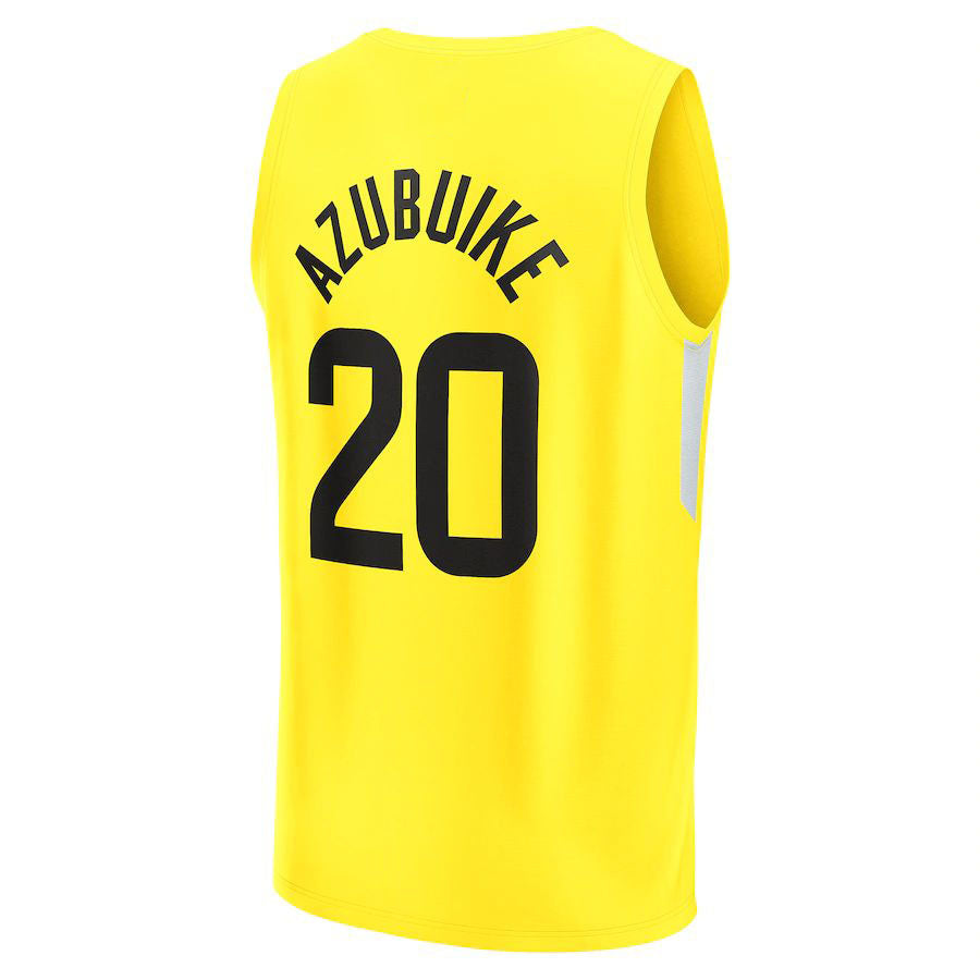 U.Jazz #20 Udoka Azubuike Fanatics Branded 2022-23 Fast Break Replica Player Jersey Icon Edition Yellow Stitched American Basketball Jersey - Main View