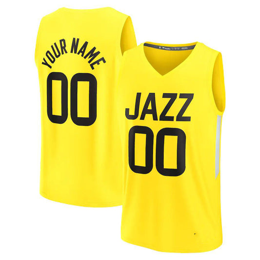 Custom U.Jazz Fanatics Branded 2022-23 Fast Break Replica Custom Jersey Icon Edition Yellow Stitched Basketball Jersey - Main View