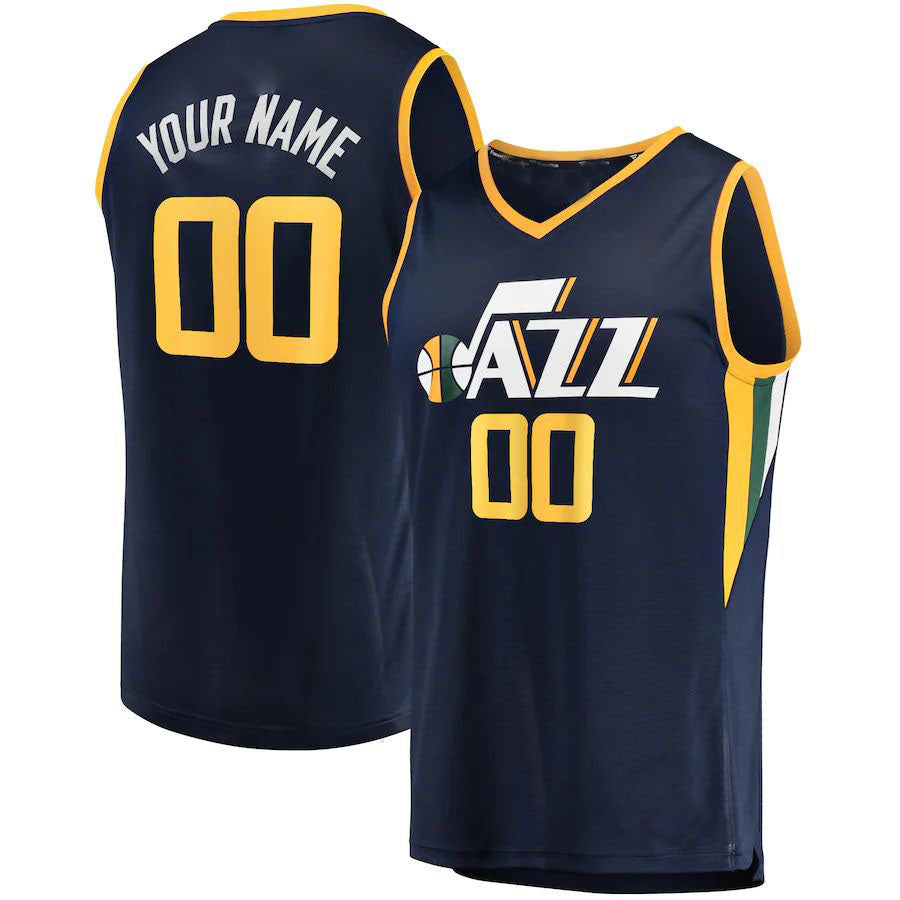 Custom U.Jazz Fanatics Branded Fast Break Custom Replica Jersey Navy  Icon Edition Stitched Basketball Jersey - Main View