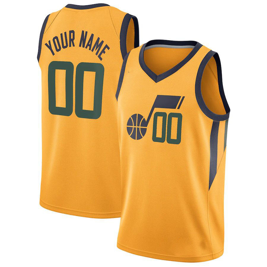 Custom U.Jazz Swingman Custom Jersey Statement Edition Gold Stitched Basketball Jersey - Main View