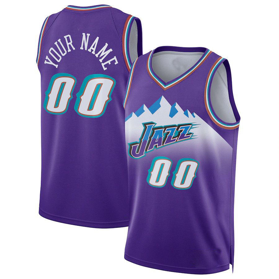 Custom U.Jazz Unisex 2022-23 Custom Swingman Jersey Classic Edition Purple Stitched Basketball Jersey - Main View