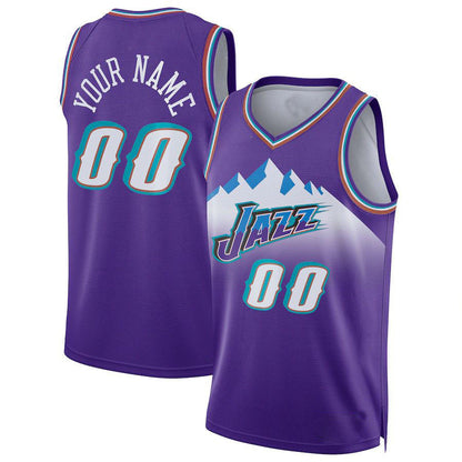 Custom U.Jazz Unisex 2022-23 Custom Swingman Jersey Classic Edition Purple Stitched Basketball Jersey - Main View