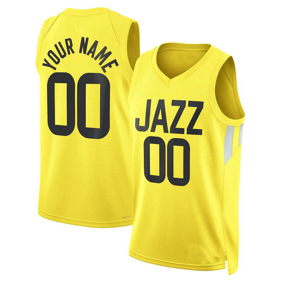 Custom U.Jazz Unisex 2022-23 Swingman Custom Jersey Icon Edition Yellow Stitched Basketball Jersey - Main View