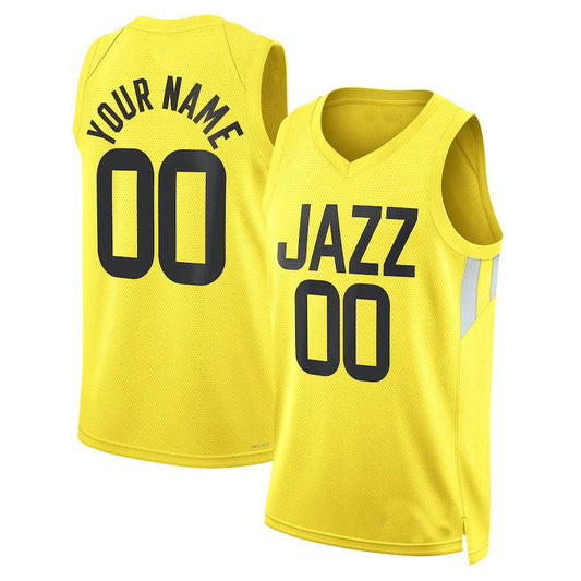 Custom U.Jazz Unisex 2022-23 Swingman Custom Jersey Icon Edition Yellow Stitched Basketball Jersey - Main View