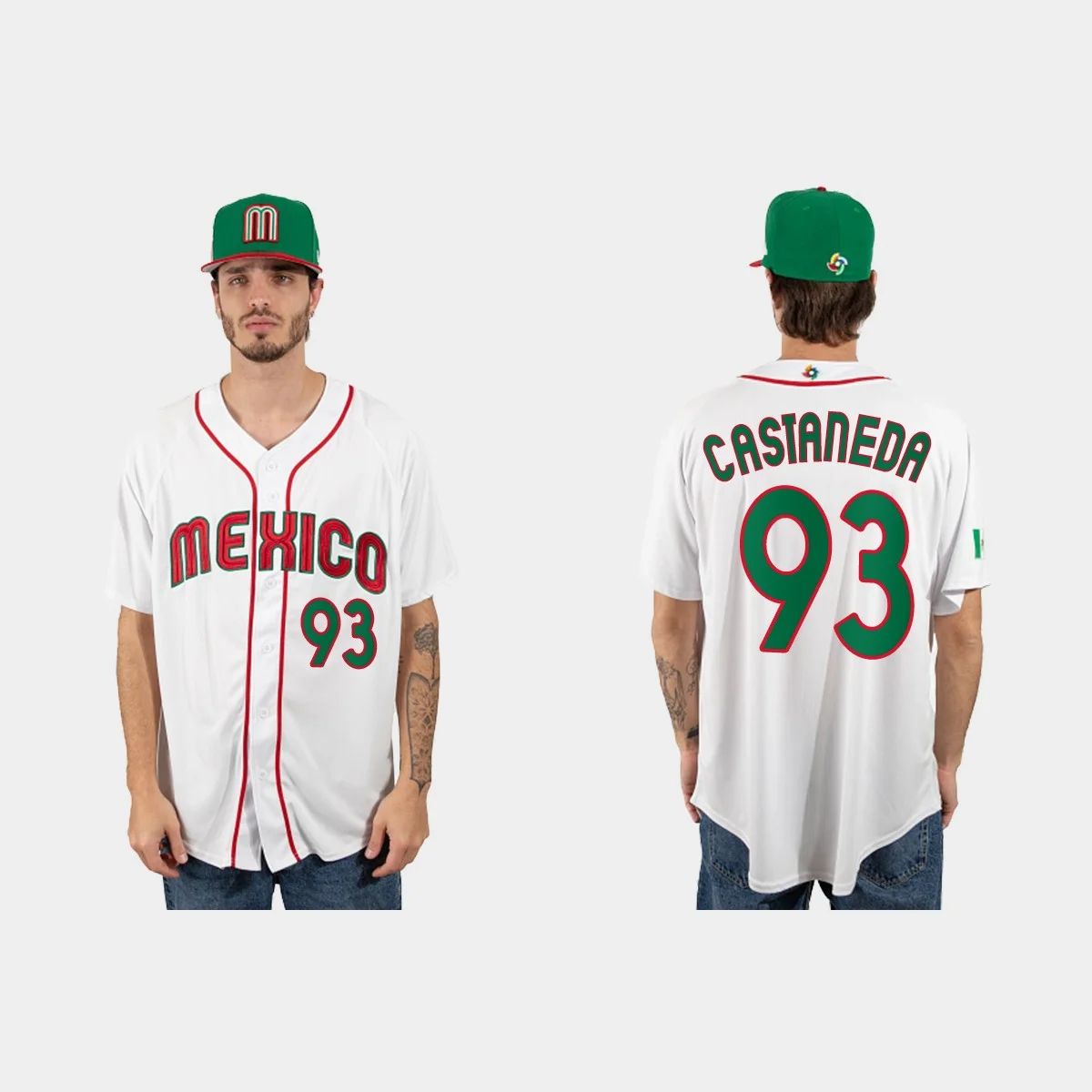 #93 VICTOR CASTANEDA MEXICO BASEBALL 2023 WORLD BASEBALL CLASSIC JERSEY ¨C WHITE Stitches Baseball Jerseys - Main View