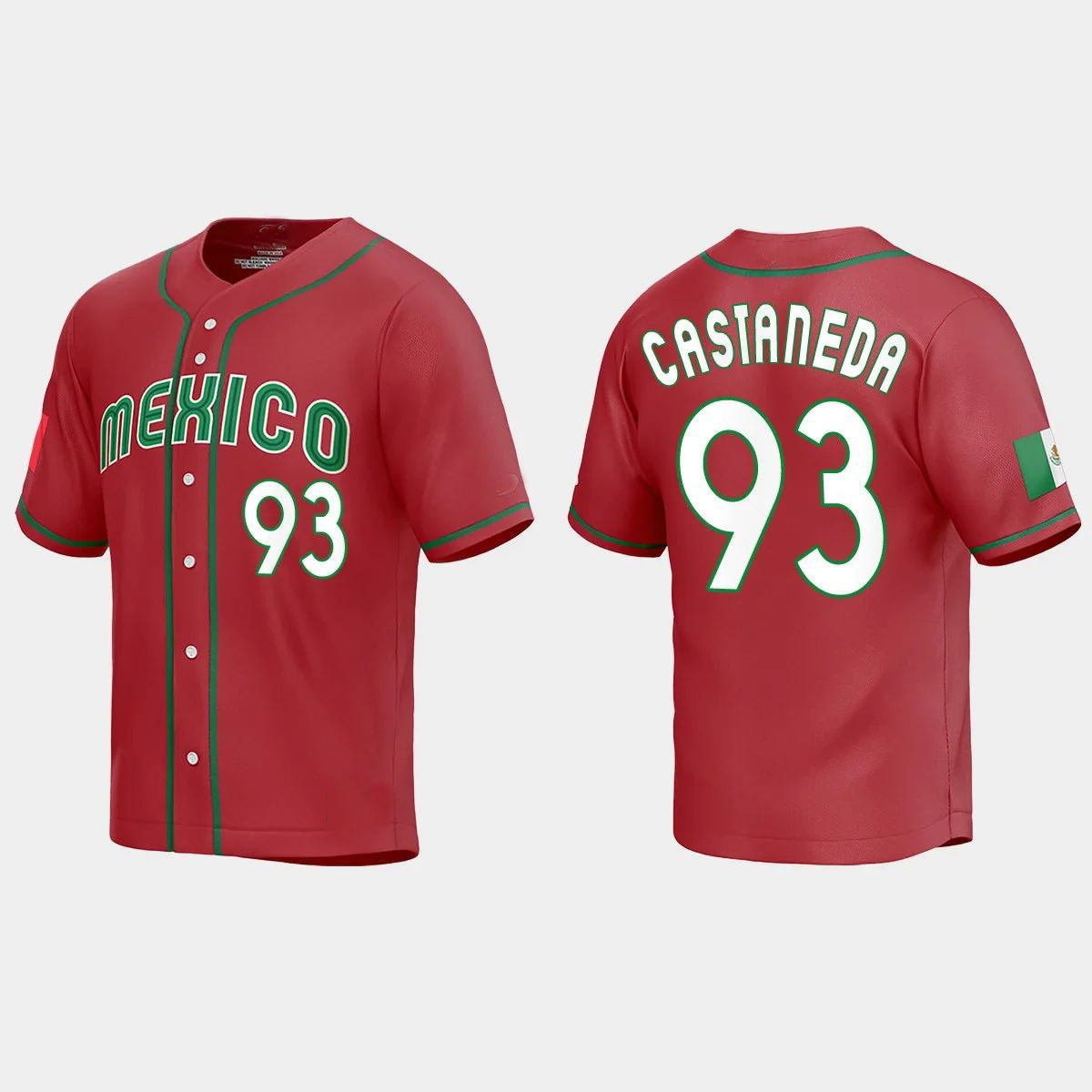 #93 VICTOR CASTANEDA MEXICO BASEBALL 2023 WORLD BASEBALL CLASSIC REPLICA JERSEY ¨C RED Stitches Baseball Jerseys - Main View