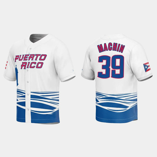 #39 VIMAEL MACHIN PUERTO RICO BASEBALL 2023 WORLD BASEBALL CLASSIC JERSEY ¨C WHITE Stitches Baseball Jerseys - Main View