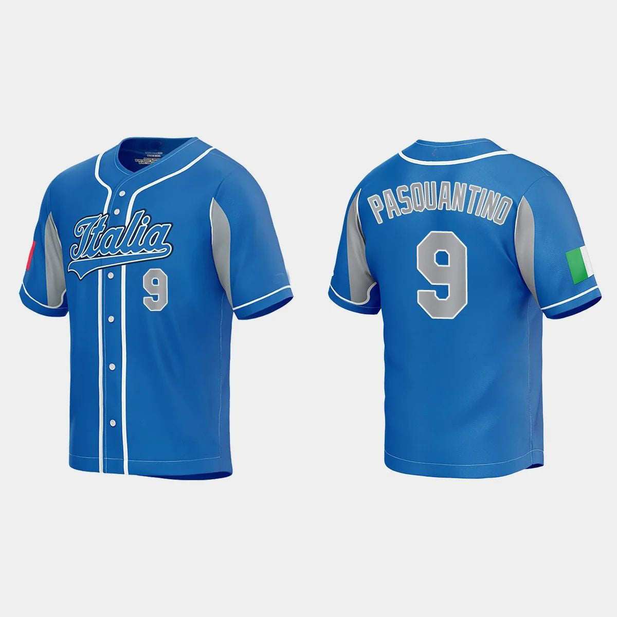 #9 VINNIE PASQUANTINO ITALY BASEBALL 2023 WORLD BASEBALL CLASSIC JERSEY ¨C ROYAL Stitches Baseball Jerseys - Main View