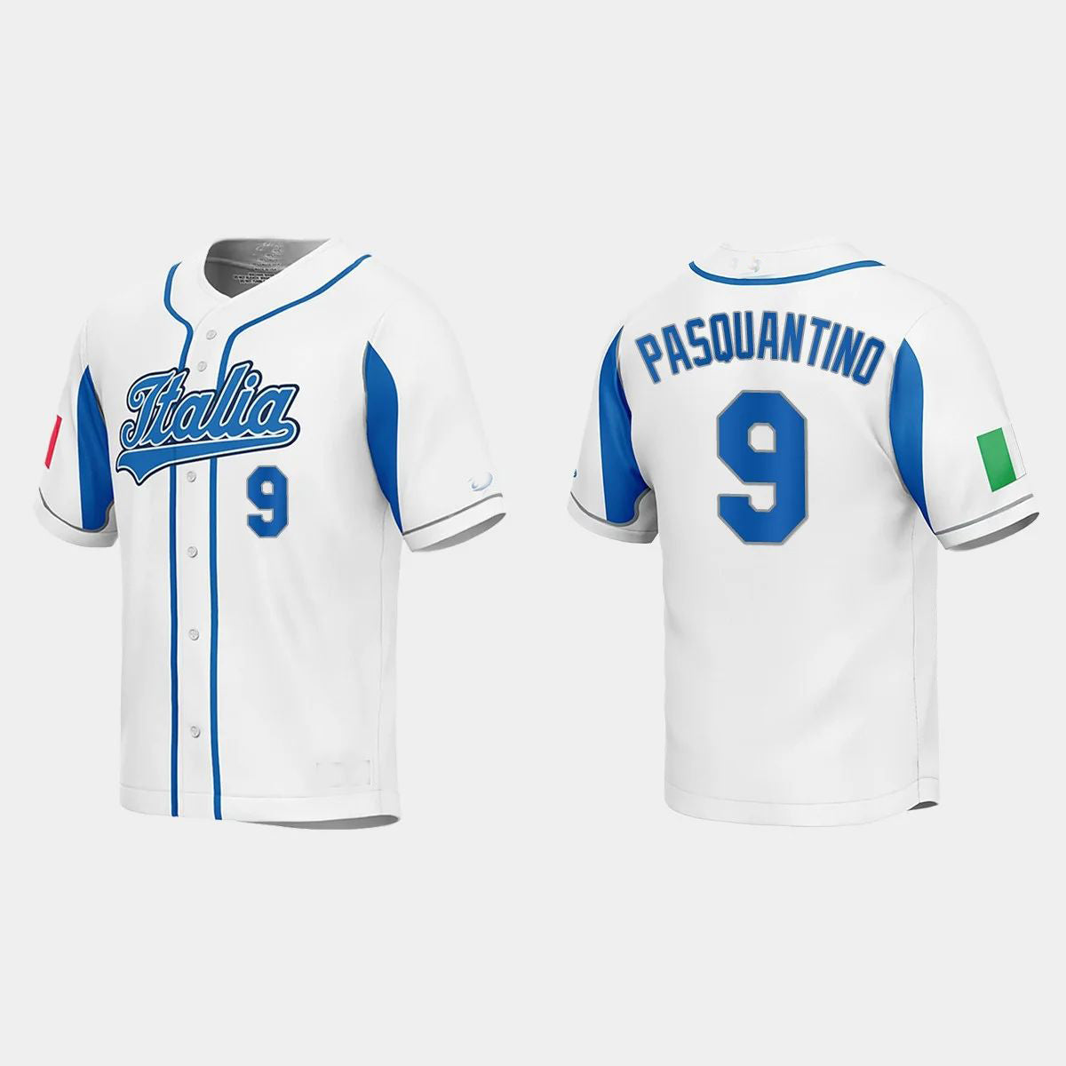 #9 VINNIE PASQUANTINO ITALY BASEBALL 2023 WORLD BASEBALL CLASSIC JERSEY - WHITE Stitches Baseball Jerseys