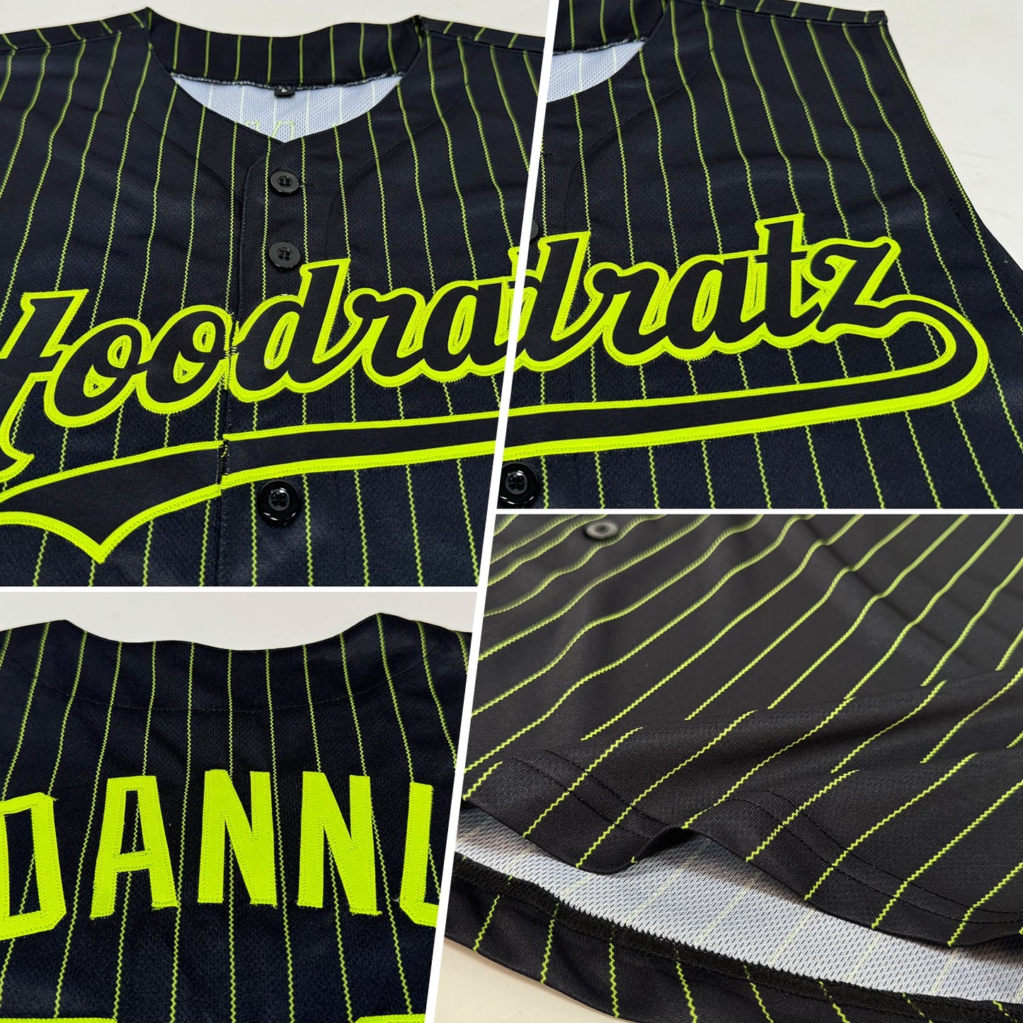 Custom Black Neon Green Pinstripe Neon Green Authentic Sleeveless Baseball Jersey view 2