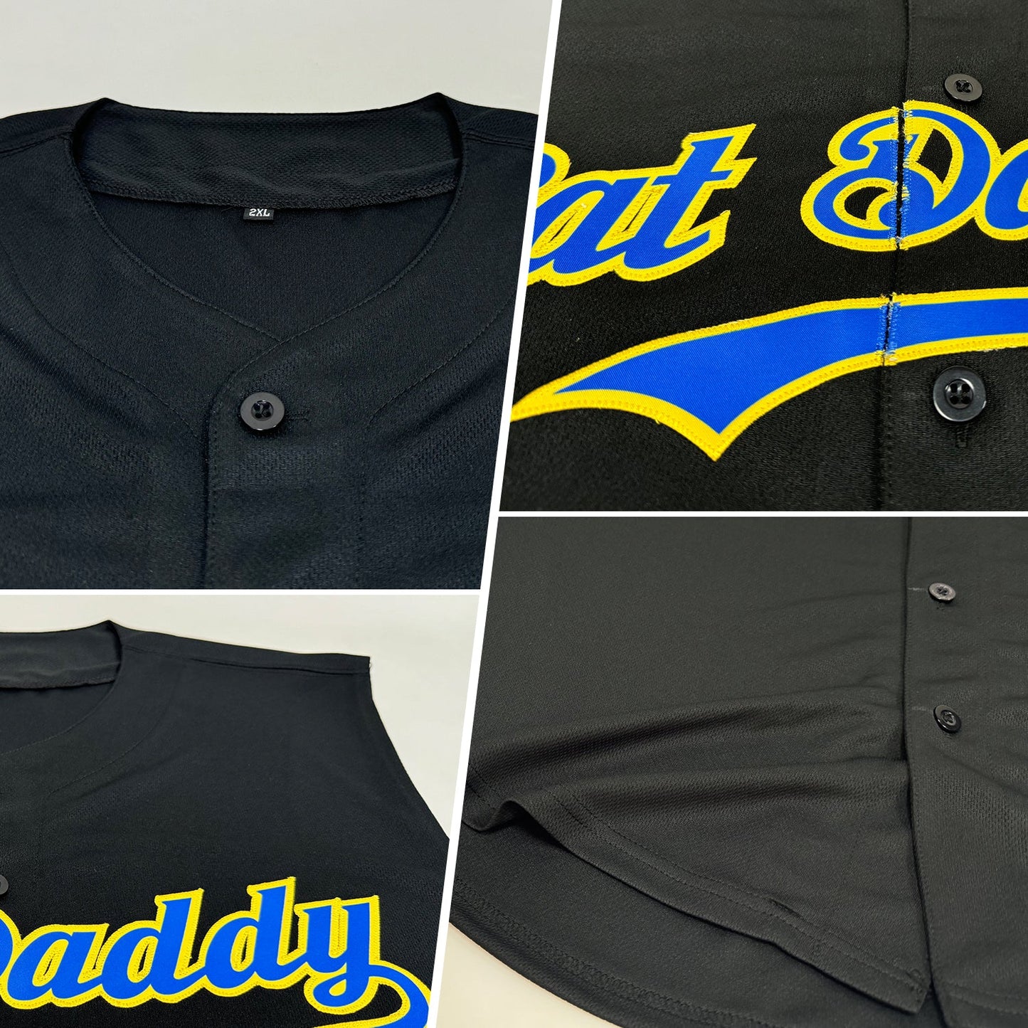 Custom Black Royal-Yellow Authentic Sleeveless Baseball Jersey view 2