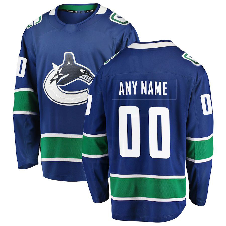 Custom V.Canucks  Fanatics Branded Home Team Breakaway Jersey  Royal Stitched American Hockey Jerseys - Main View