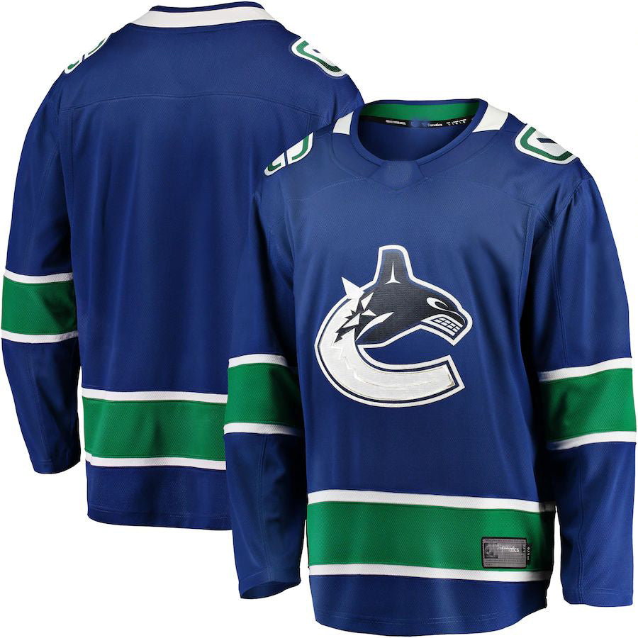 V.Canucks Fanatics Branded Home Team Breakaway Jersey Blue Stitched American Hockey Jerseys - Main View