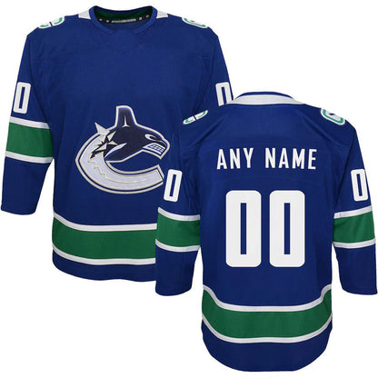 Custom V.Canucks Premier Jersey Blue Stitched American Hockey Jerseys - Main View