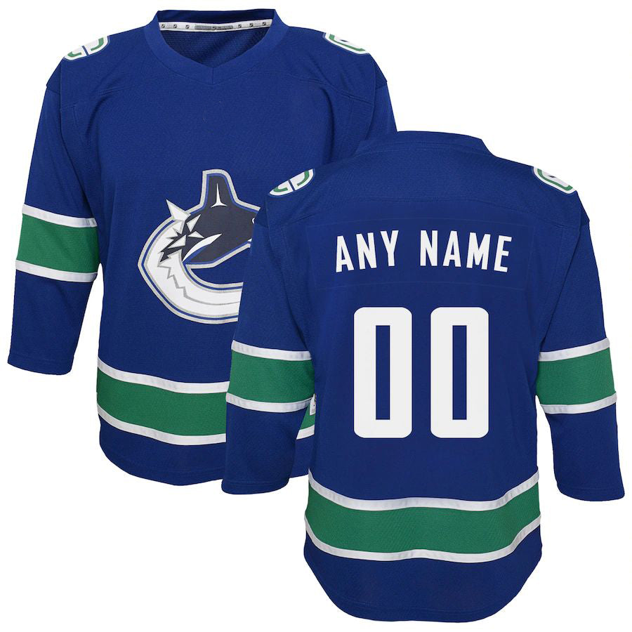 Custom V.Canucks Replica Jersey Blue Stitched American Hockey Jerseys - Main View