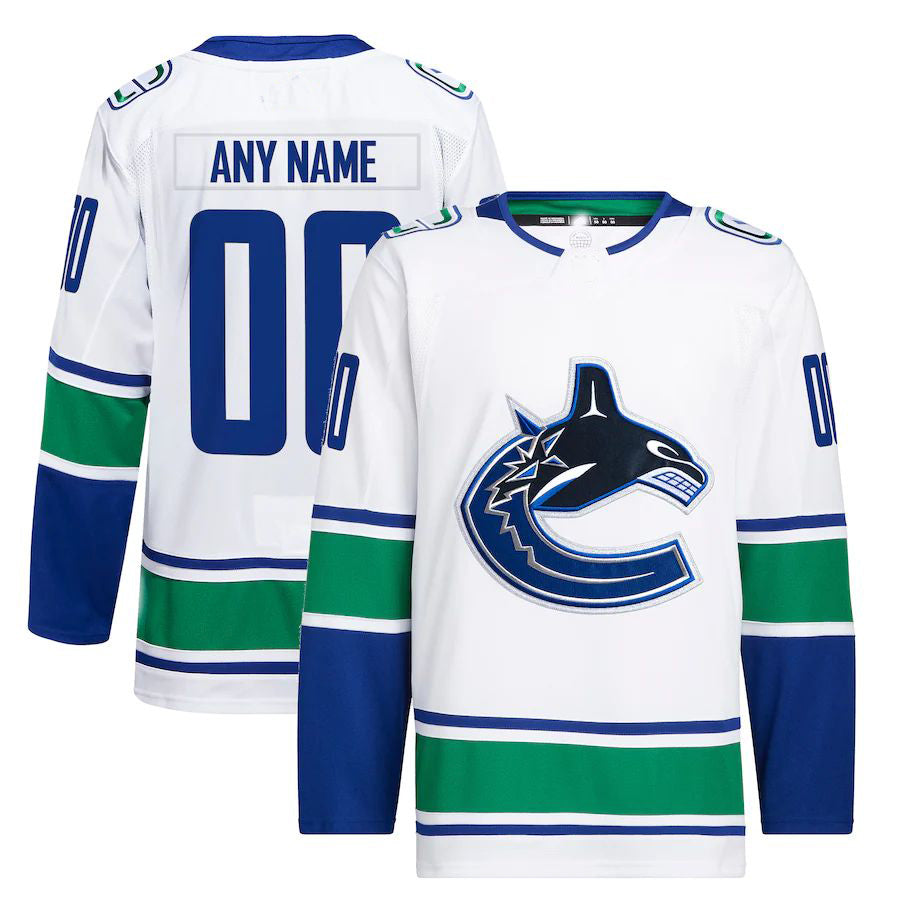 Custom V.Canucks Away Primegreen Authentic Pro Jersey White Stitched American Hockey Jerseys - Main View