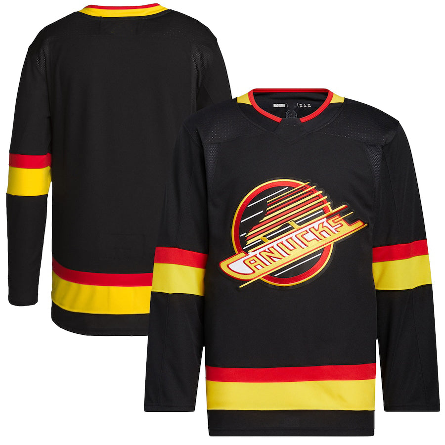V.Canucks Retro Primegreen Authentic Pro Blank Jersey Black Stitched American Hockey Jerseys - Main View
