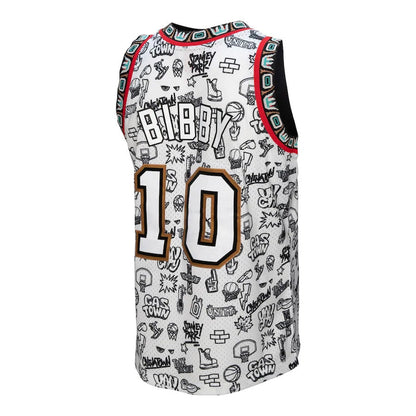 V.Grizzlies #10 Mike Bibby Mitchell & Ness 1998-99 Swingman Jersey - White American Basketball Jersey - Main View