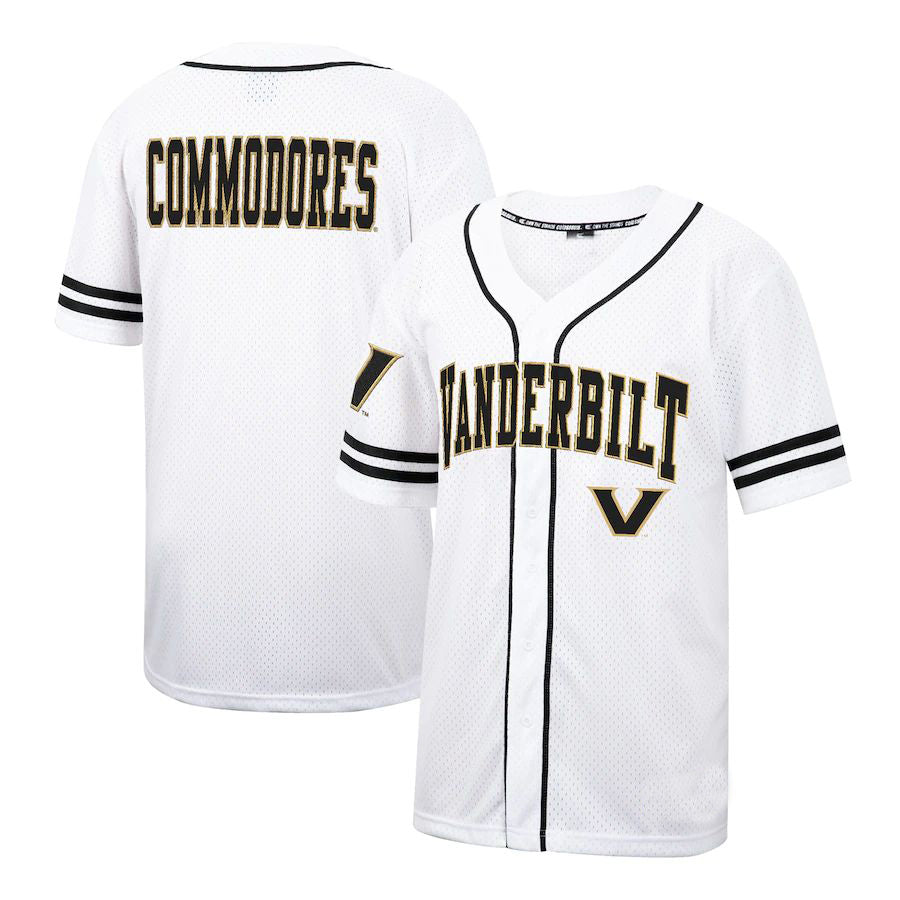V.Commodores Colosseum Free-Spirited Team Full-Button Baseball Jersey  White Stitched American College Jerseys - Main View