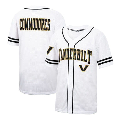 V.Commodores Colosseum Free-Spirited Team Full-Button Baseball Jersey  White Stitched American College Jerseys - Main View