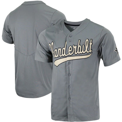 V.Commodores Replica Full-Button Baseball Jersey Charcoal Stitched American College Jerseys - Main View