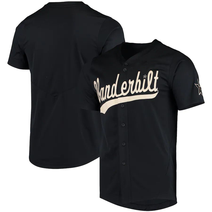 V.Commodores Vapor Untouchable Elite Replica Full-Button Baseball Jersey Black Stitched American College Jerseys - Main View