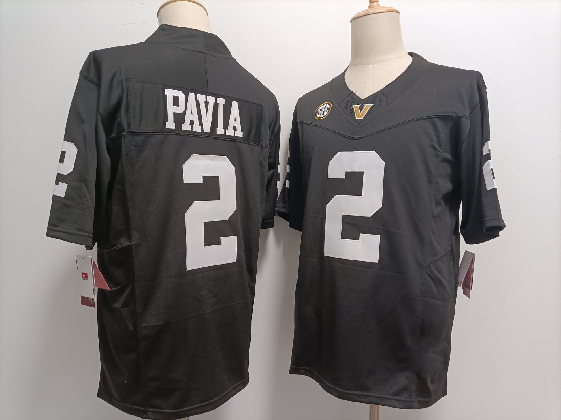 V.Commodores #2 Diego Pavia Black FUSE Football Stitched American College Jerseys - Main View