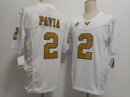 V.Commodores #2 Diego Pavia White Gold FUSE Football Stitched American College Jerseys - Main View