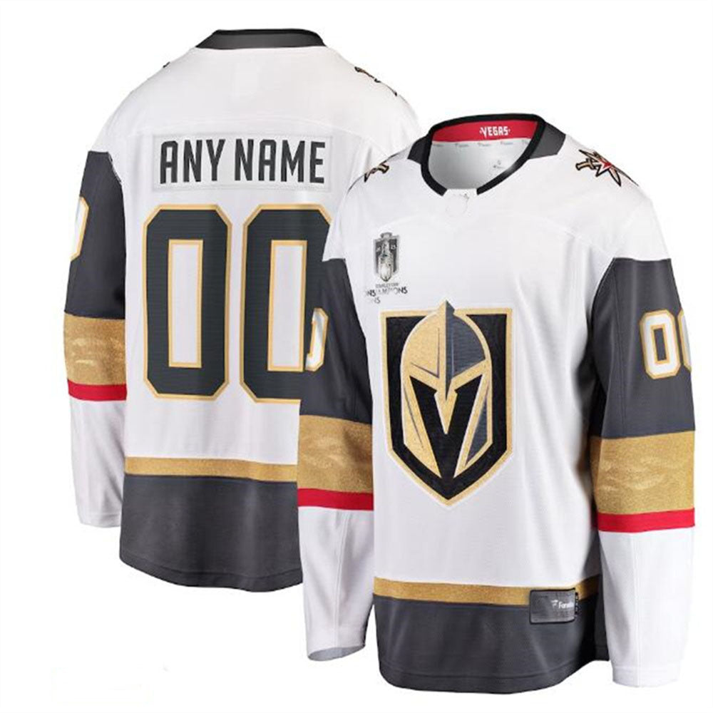 Custom V.Golden Knights Fanatics Branded 2023 Stanley Cup Champions Away Breakaway Custom Jersey - White Stitched American Hockey Jerseys - Main View