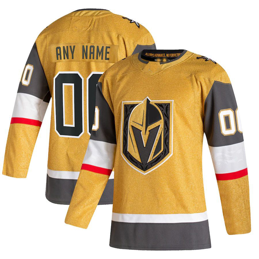 Custom V.Golden Knights 2020-21 Home Authentic Jersey Gold Stitched American Hockey Jerseys - Main View