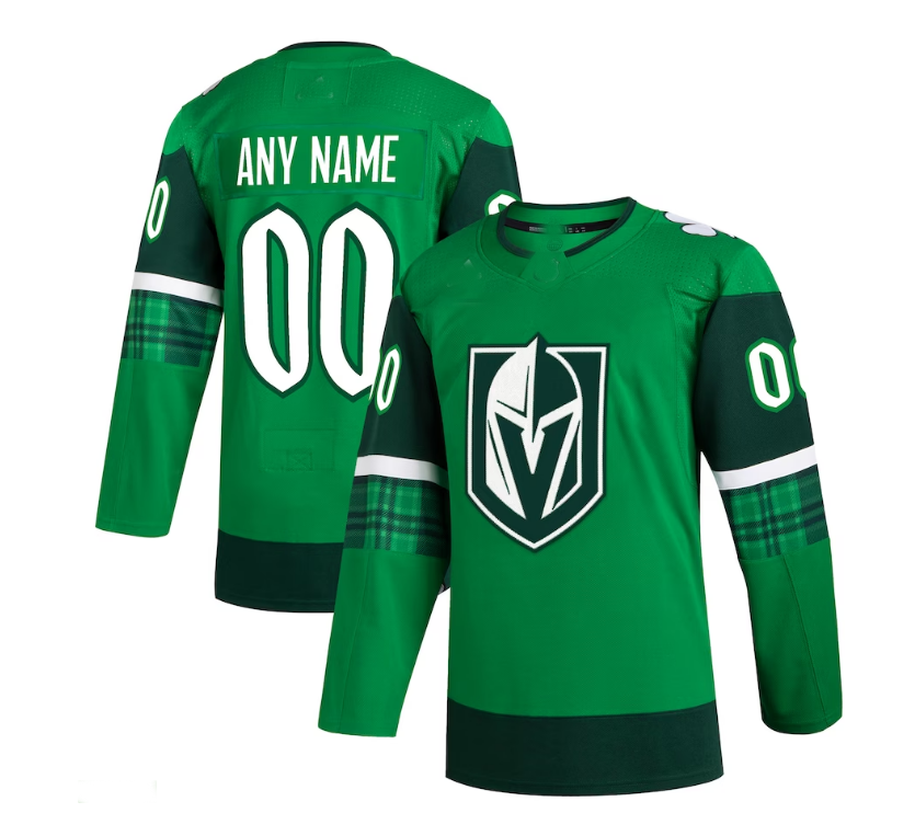 Custom V.Golden Knights 2023 St. Patrick's Day Primegreen Authentic Custom Jersey - Kelly Green Stitched American Hockey Jerseys - Main View