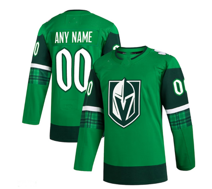 Custom V.Golden Knights 2023 St. Patrick's Day Primegreen Authentic Custom Jersey - Kelly Green Stitched American Hockey Jerseys - Main View