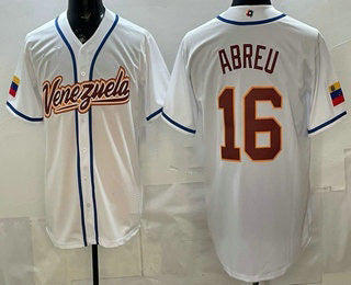 Venezuela Baseball #16 Wilyer Abreu White 2026 World Baseball Classic Cool Base Stitched Baseball Jersey - Main View