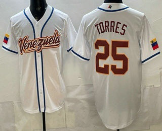 Venezuela Baseball #25 Gleyber Torres White 2026 World Baseball Classic Cool Base Stitched Baseball Jersey - Main View