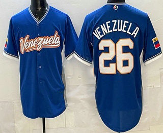 Venezuela Baseball #26 Venezuela Blue 2026 World Baseball Classic Cool Base Stitched Baseball Jersey - Main View