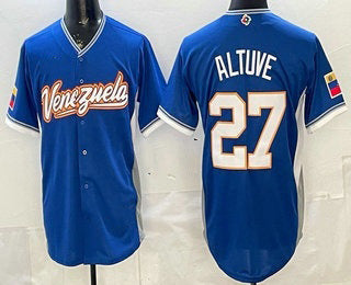 Venezuela Baseball #27 Jose Altuve Blue 2026 World Baseball Classic Cool Base Stitched Baseball Jersey - Main View