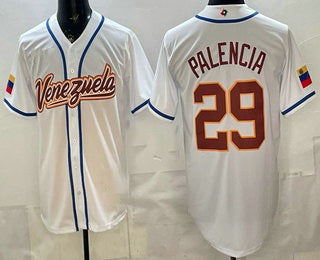Venezuela Baseball #29 Daniel Palencia White 2026 World Baseball Classic Cool Base Stitched Baseball Jersey - Main View