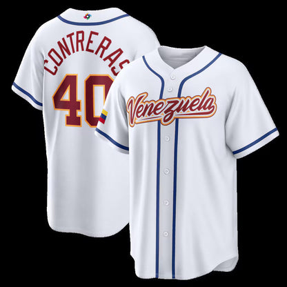 Venezuela Baseball #40 Willson Contreras 2026 World Baseball Classic Home Stadium Jersey - White Baseball Jersey Tailgate Goods - Main View