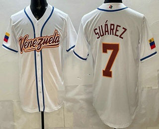 Venezuela Baseball #7 Eugenio Suarez White 2026 World Baseball Classic Cool Base Stitched Baseball Jersey - Main View