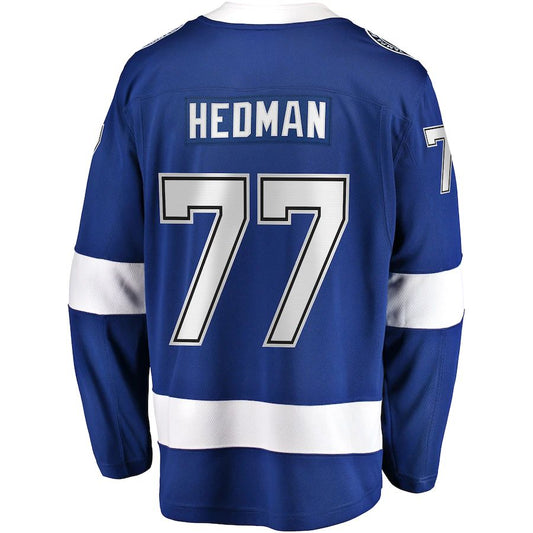 TB.Lightning #77 Victor Hedman Fanatics Branded Home Premier Breakaway Player Jersey  Blue Stitched American Hockey Jerseys - Main View