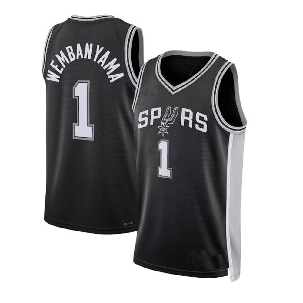 S.Antonio Spurs #1 Victor Wembanyama Unisex 2023 Draft First Round Pick Swingman Jersey - Icon Edition - Black Stitched American Basketball Jersey - Main View